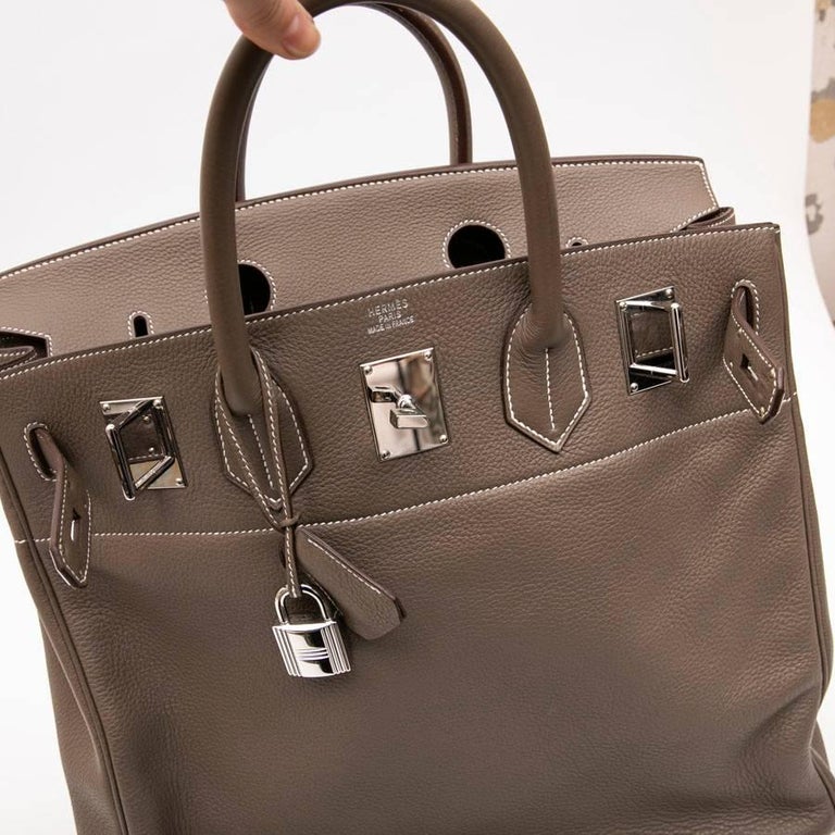 HERMES Birkin 50 HAC in Etoupe Grained Leather at 1stDibs