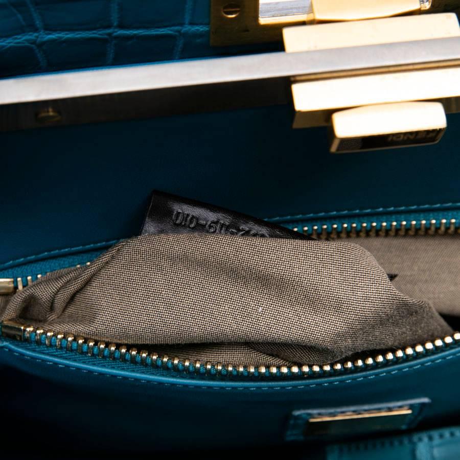 Fendi Turquoise Blue Crocodile Leather Peekaboo Bag 6