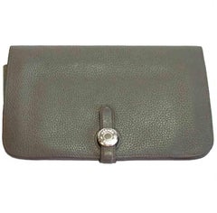 HERMES Dogon Duo Wallet in Etoupe Togo Leather
