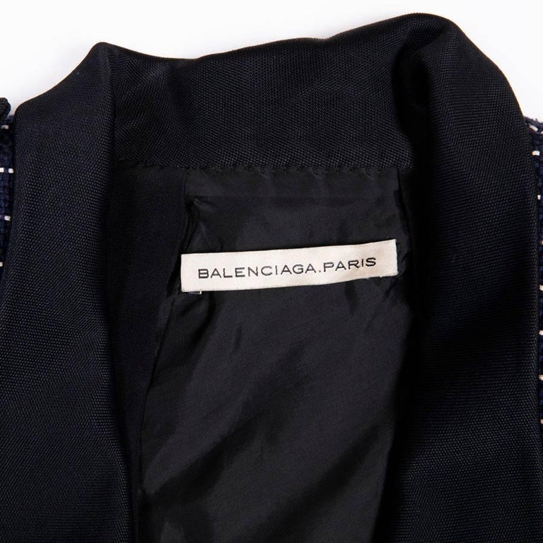 Balenciaga Navy Blue Cotton Jacket with White Stripes For Sale at 1stDibs