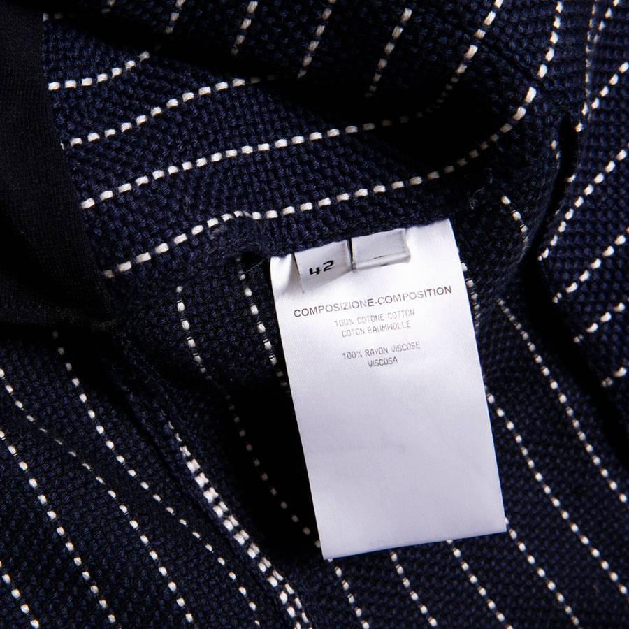 Balenciaga Navy Blue Cotton Jacket with White Stripes  8