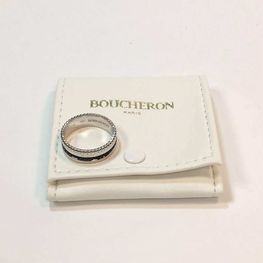 BOUCHERON Quatre Black Edition Small Ring in White Gold and Black PVD Size 58 In Good Condition In Paris, FR