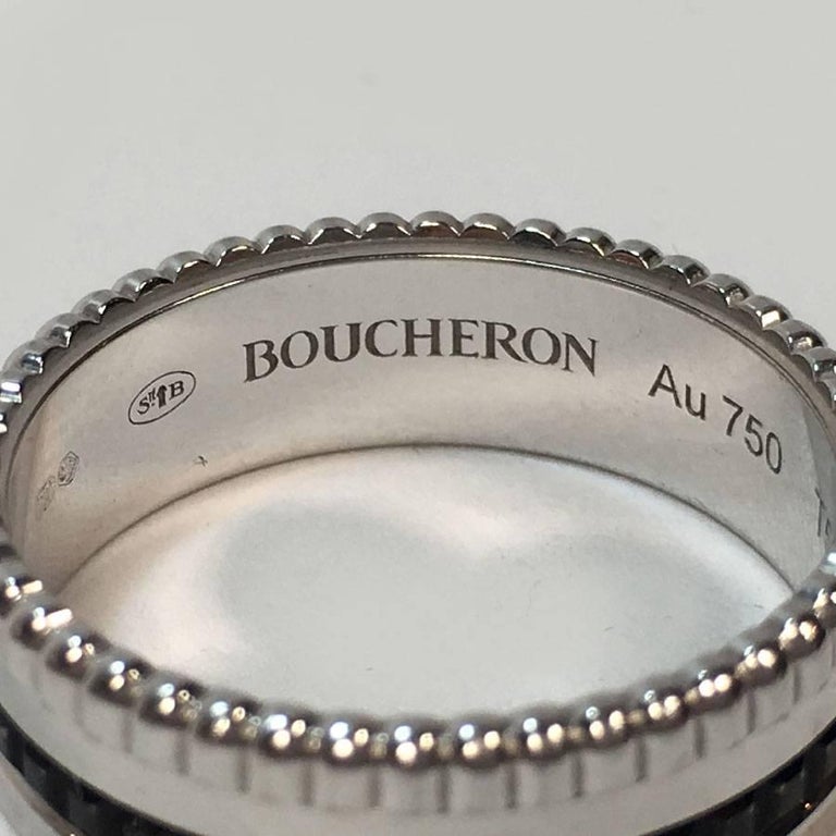 BOUCHERON Quatre Black Edition Small Ring in White Gold and Black PVD Size  58 For Sale at 1stDibs | boucheron quatre black ring, boucheron quatre ring,  smallest ring size
