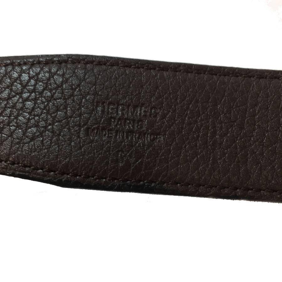 HERMES H Reversible Belt in Black Swift Leather and Brown Epsom Leather Size 80 1