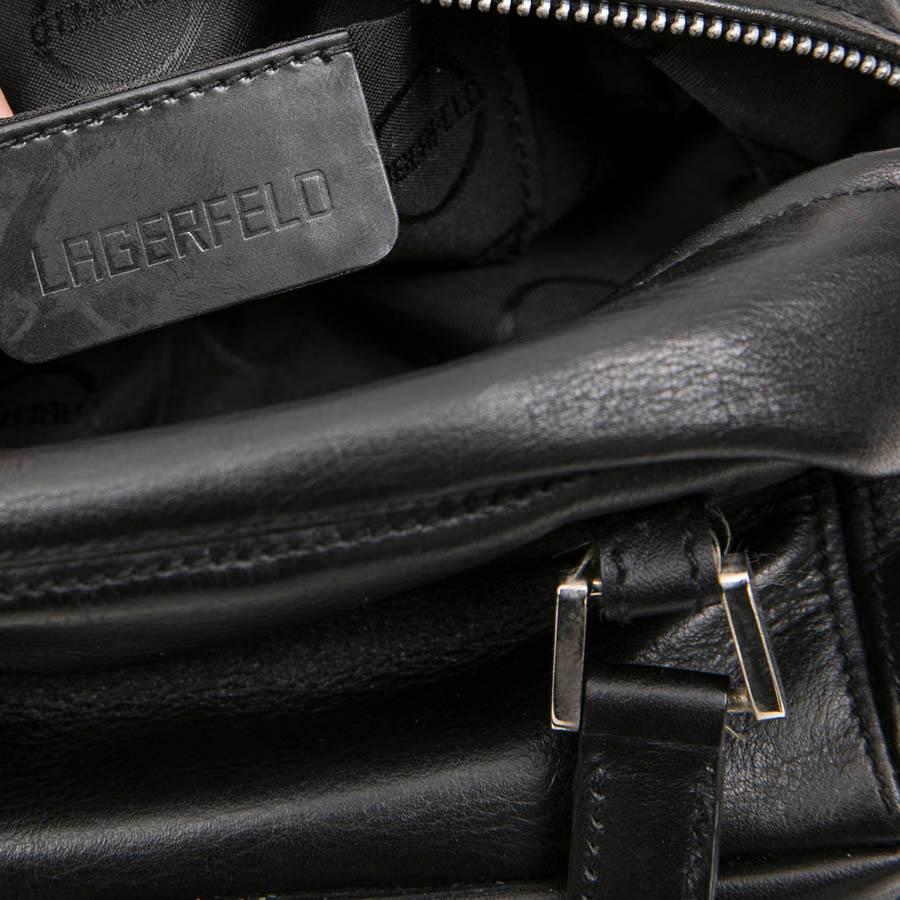 Mini LAGERFELD Bowling Bag in Black Leather 6