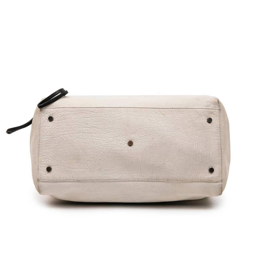 Women's KARL LAGERFELD Bowling Bag in Beige Grained Leather-Like Canvas