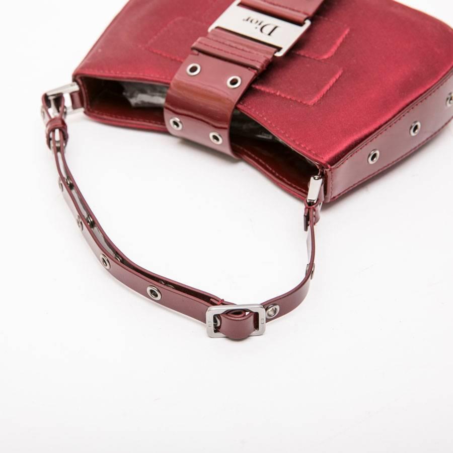 CHRISTIAN DIOR Mini Bag in Burgundy Satin and Patent Leather 3