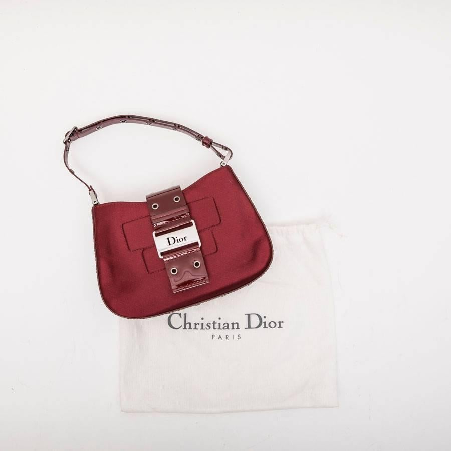 CHRISTIAN DIOR Mini Bag in Burgundy Satin and Patent Leather 4