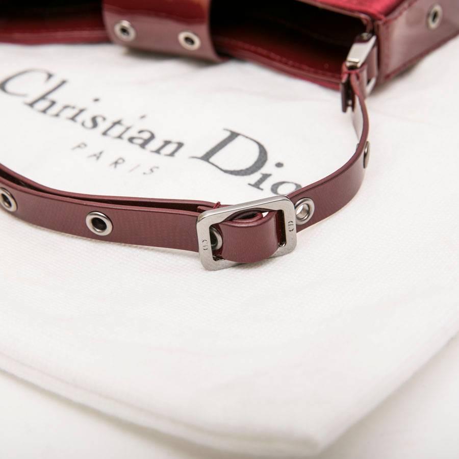 CHRISTIAN DIOR Mini Bag in Burgundy Satin and Patent Leather 5