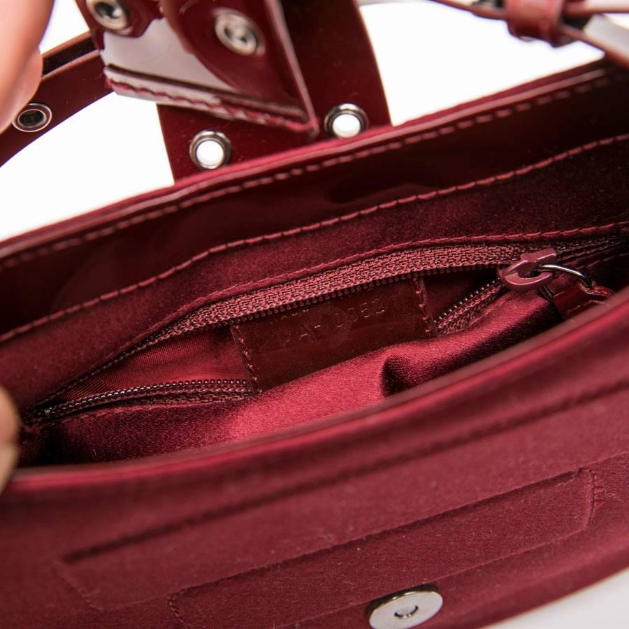 CHRISTIAN DIOR Mini Bag in Burgundy Satin and Patent Leather 6