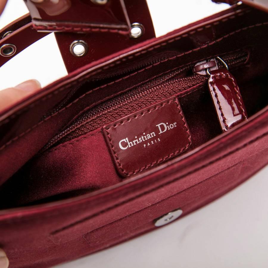 CHRISTIAN DIOR Mini Bag in Burgundy Satin and Patent Leather 7