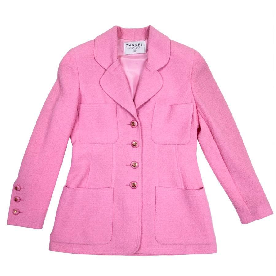 CHANEL Jacket in Pink Tweed Wool Size 38FR