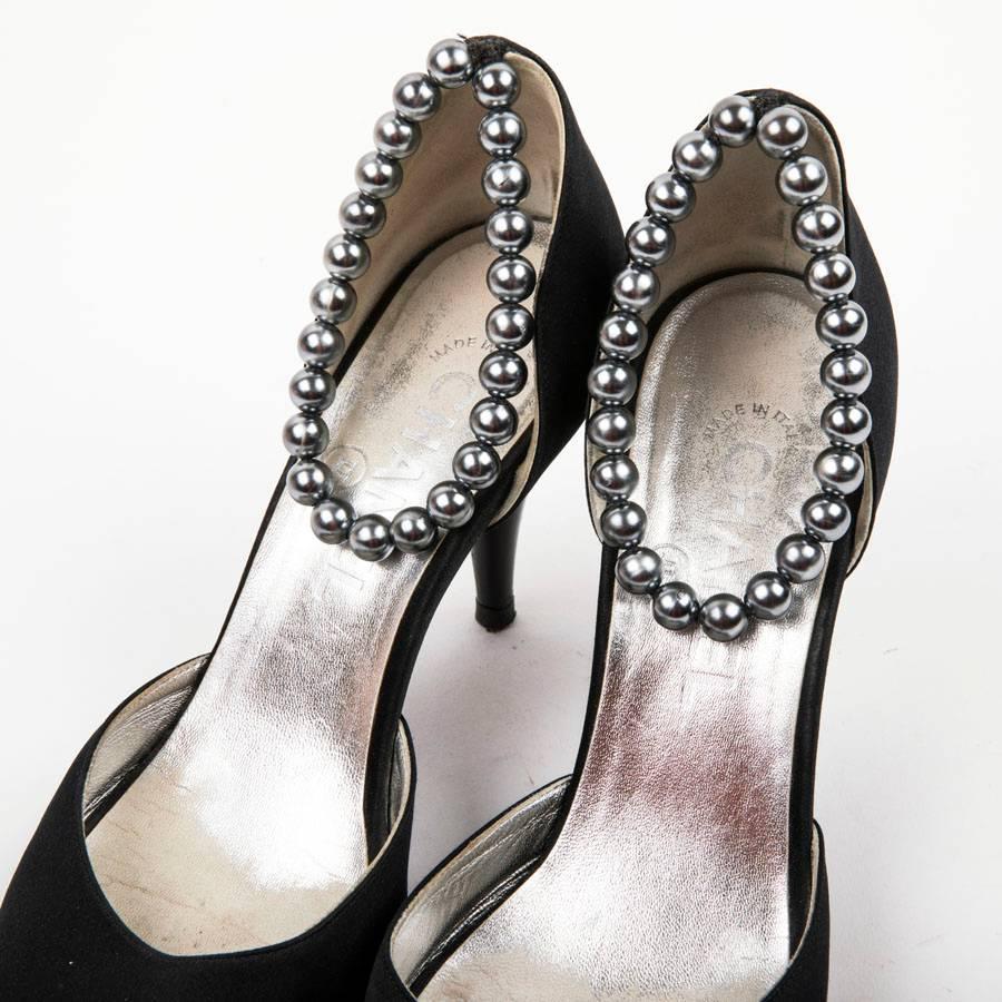 Women's CHANEL High Heels in Black Duchess Satin Size 37FR