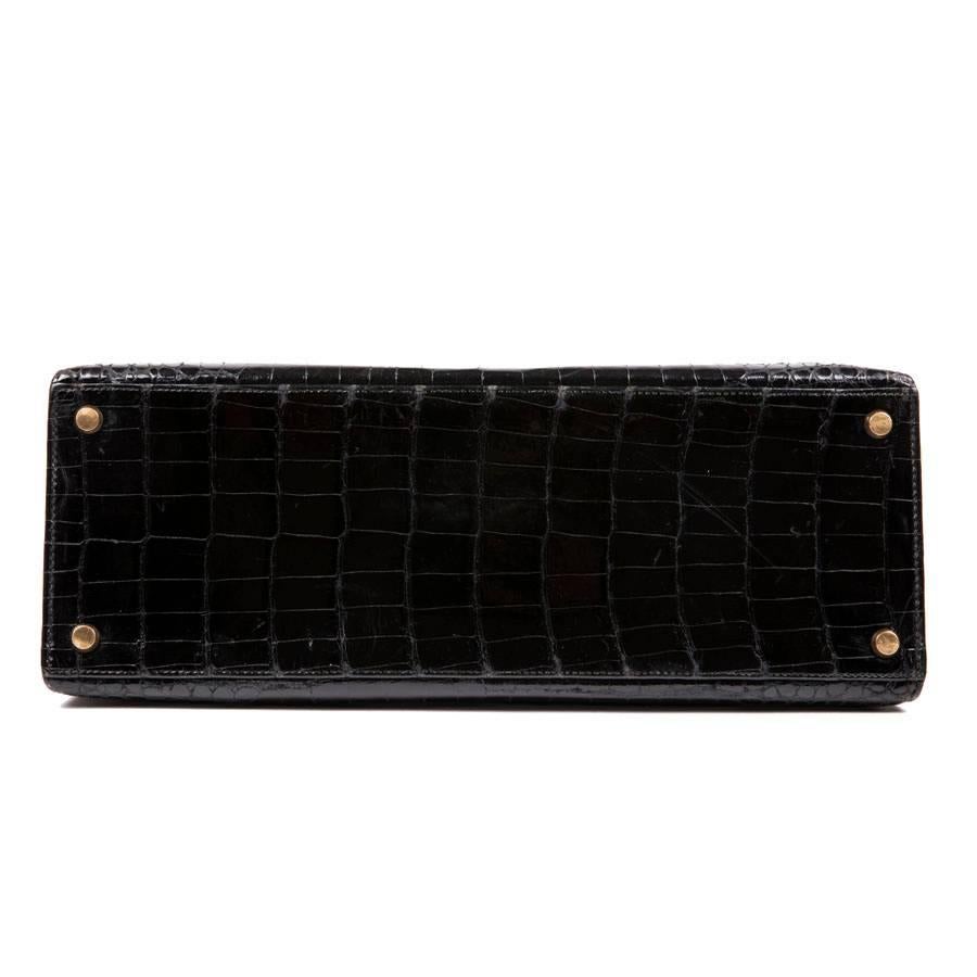 Hermès Vintage Black Varnished Crocodile Porosus Kelly 32 Bag  1