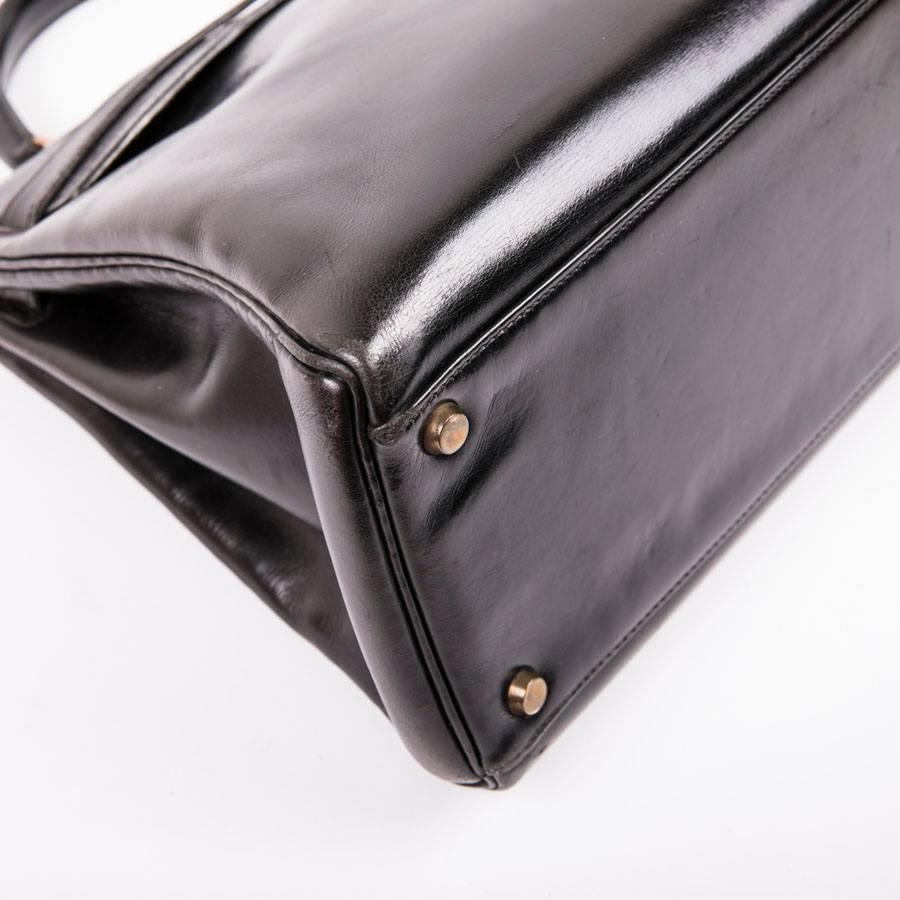 HERMES Vintage Kelly 32 Bag in Black Box Leather 2