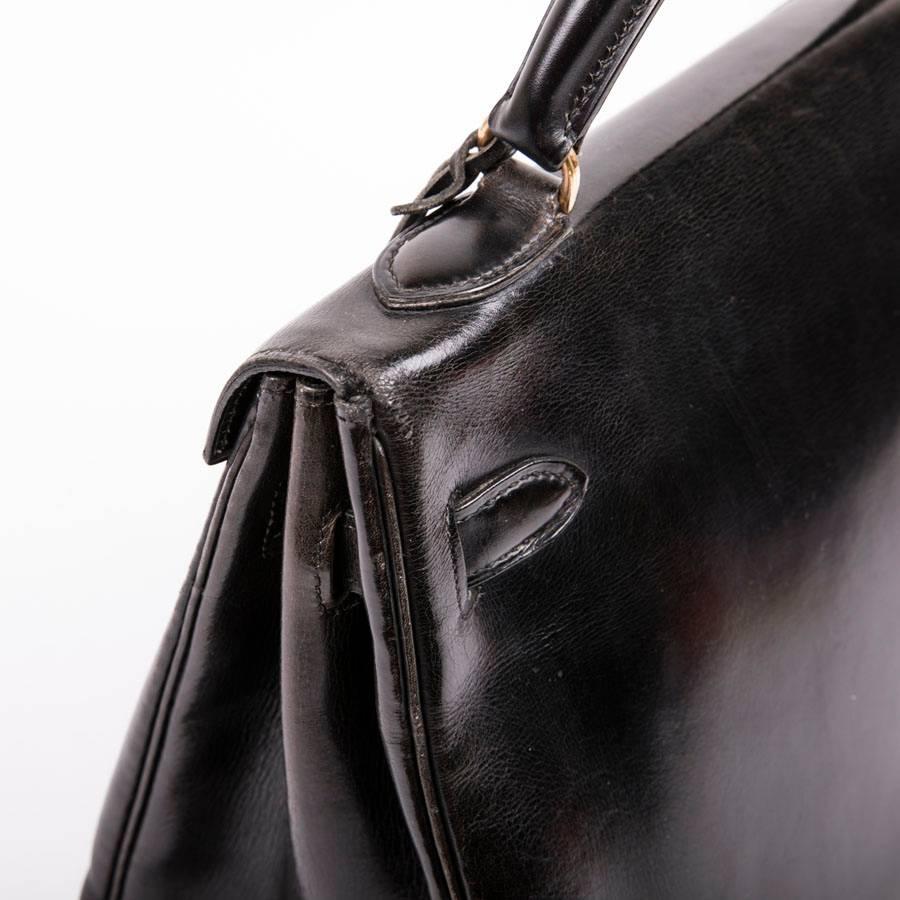 HERMES Vintage Kelly 32 Bag in Black Box Leather 6