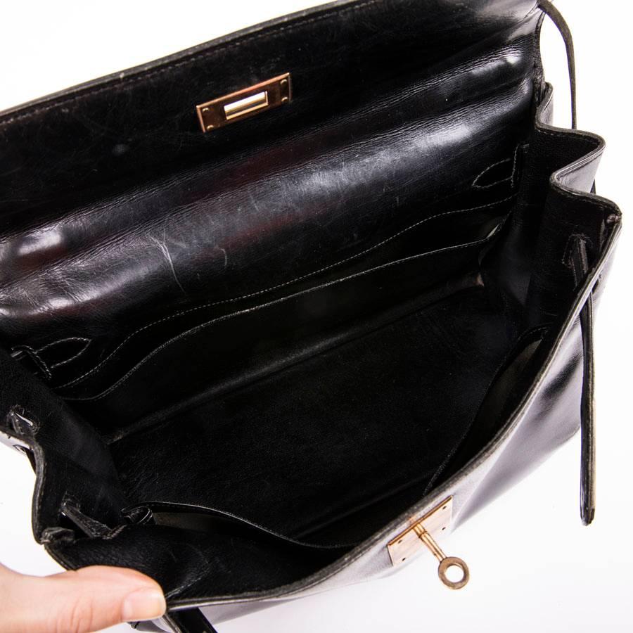 HERMES Vintage Kelly 32 Bag in Black Box Leather 7
