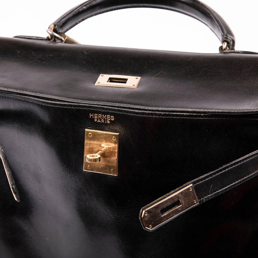 HERMES Vintage Kelly 32 Bag in Black Box Leather 9
