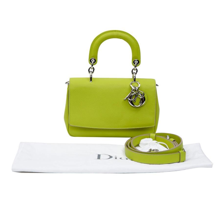 CHRISTIAN DIOR 'Be Dior' Bag in Acid Green Color Taurillon Leather In Excellent Condition For Sale In Paris, FR
