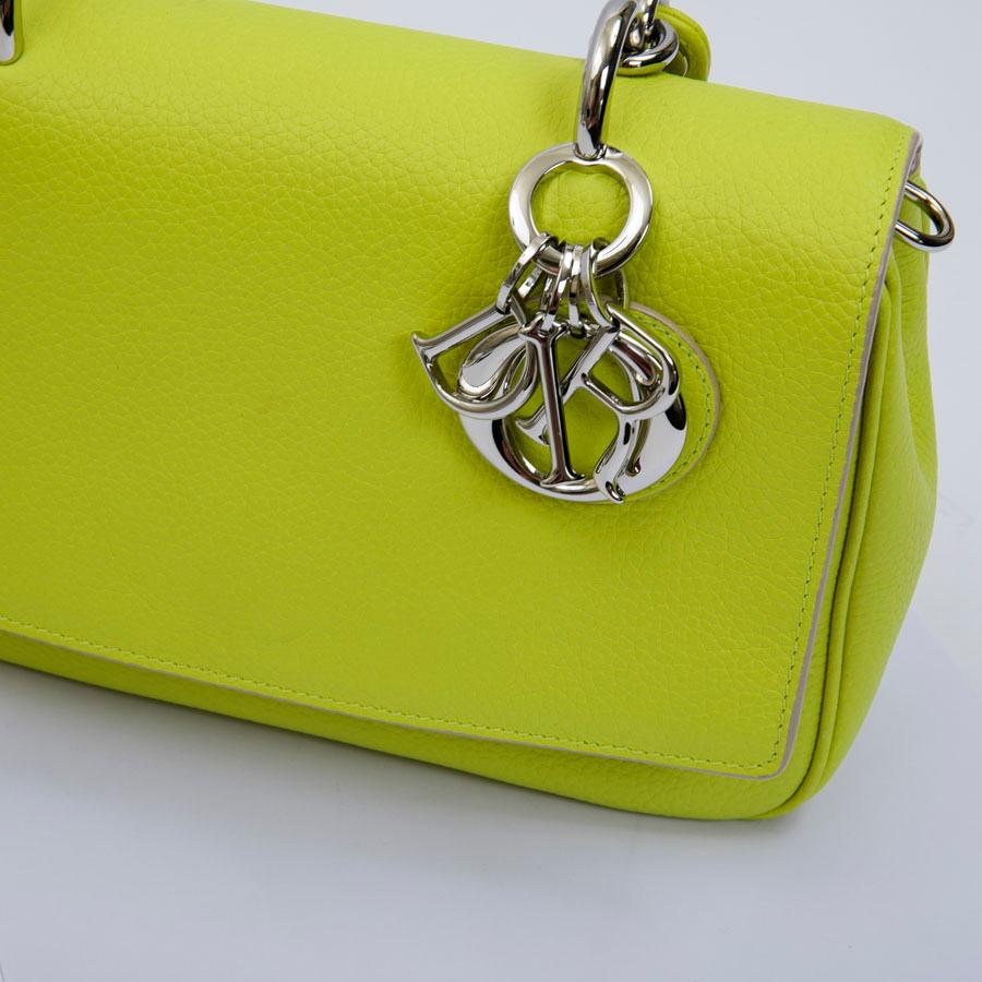 CHRISTIAN DIOR 'Be Dior' Bag in Acid Green Color Taurillon Leather For Sale 1