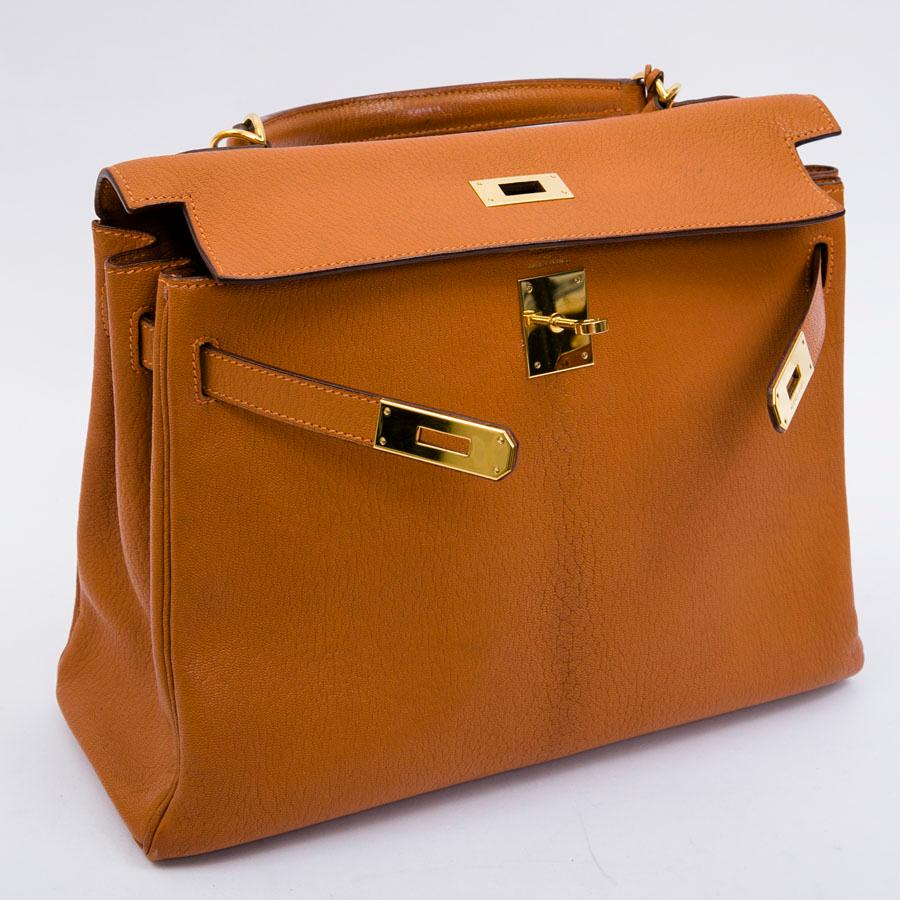 HERMES Kelly II Bag 32 in Orange Pumpkin Lamb Leather 6