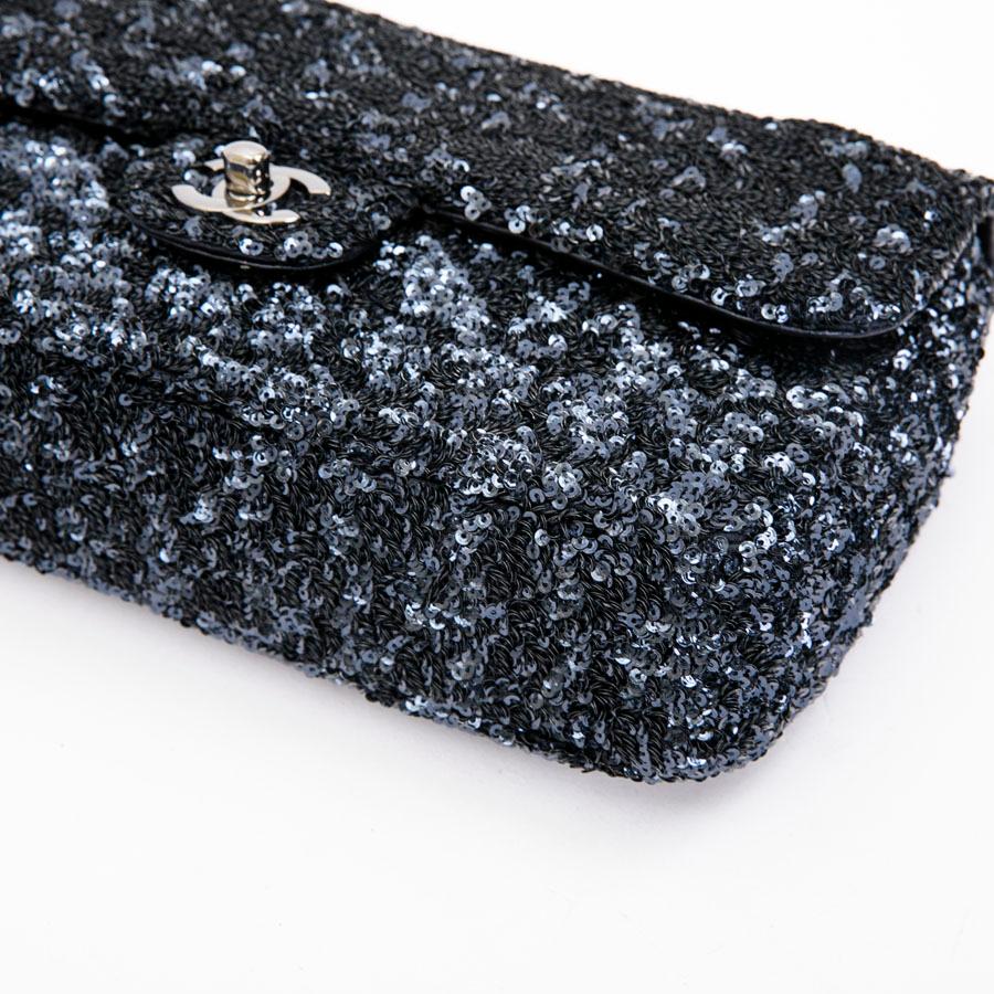 Black CHANEL Timeless Blue Night Micro-Glitter Flap Bag
