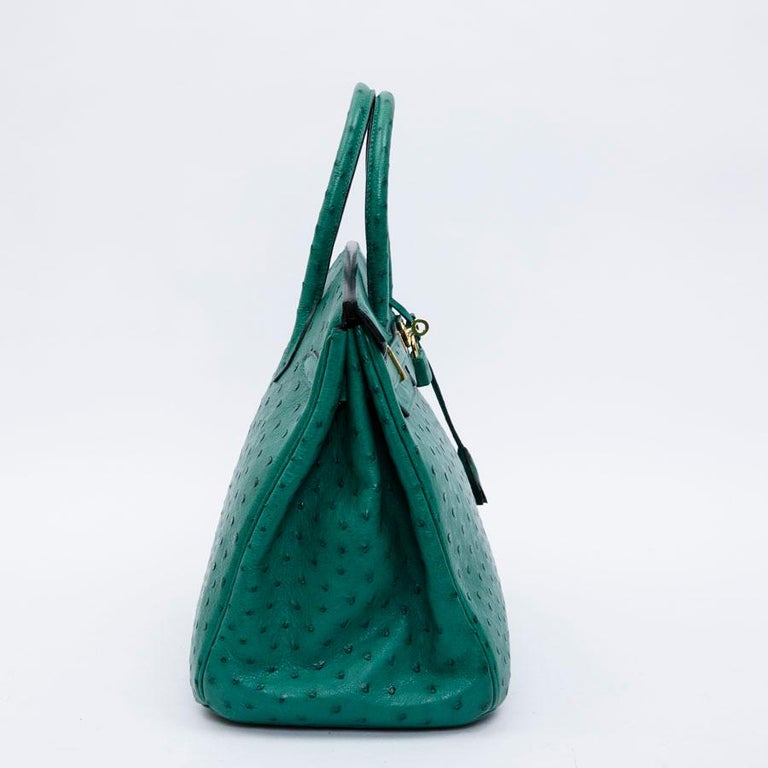 Hermes Birkin Handbag Green Ostrich with Gold Hardware 30 Green 2019591