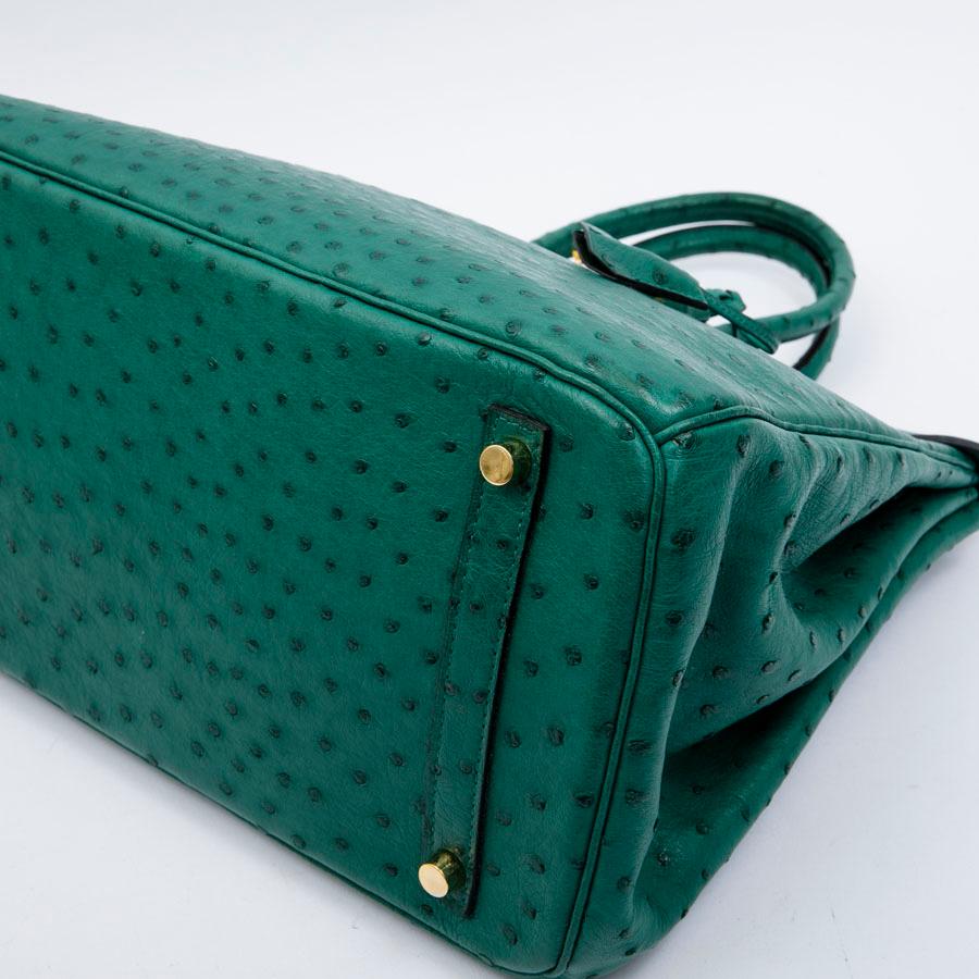 HERMES Birkin 35 Bag in Vertigo Green Ostrich Leather 2