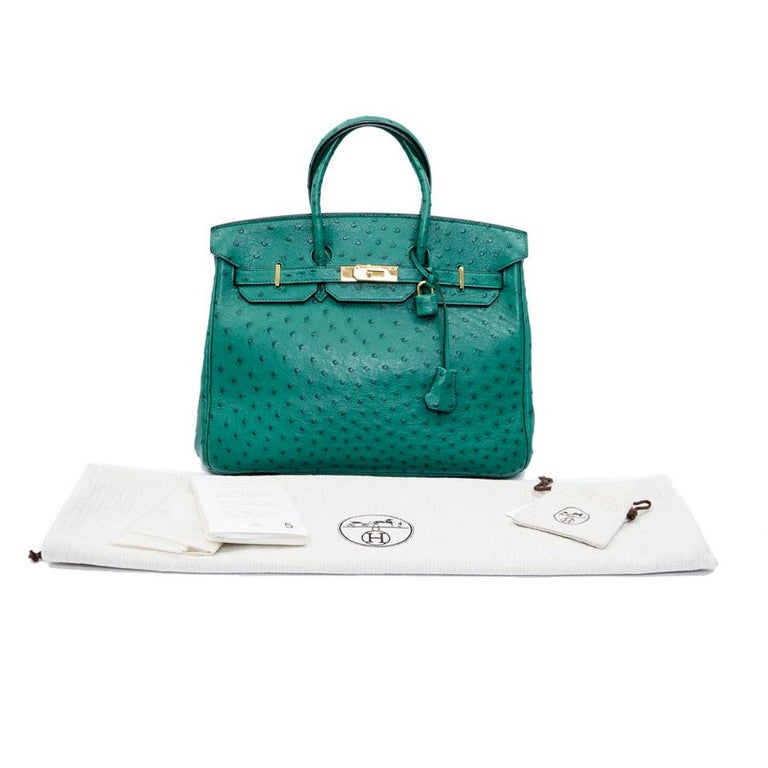 Birkin 35 leather handbag Hermès Green in Leather - 37897882