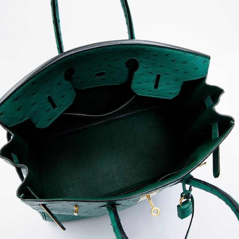 HERMES Birkin 35 Bag in Vertigo Green Ostrich Leather at 1stDibs