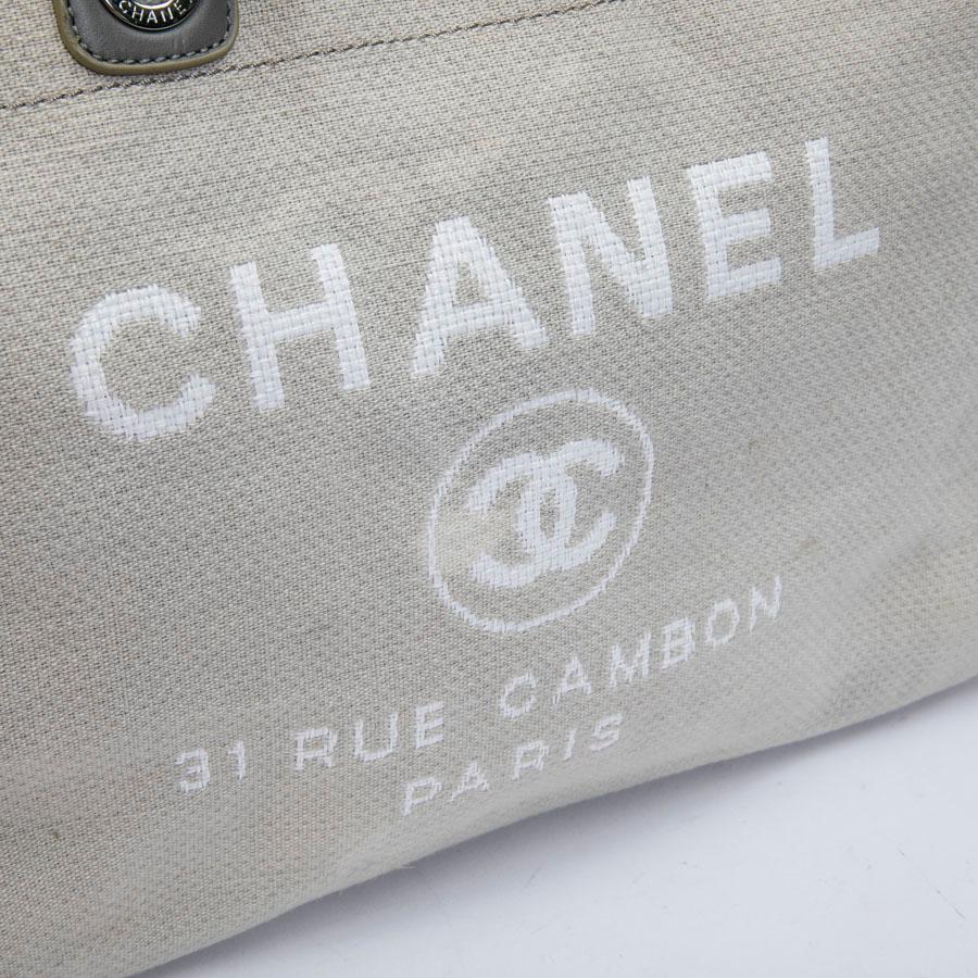 CHANEL Deauville Tote Bag in Light Gray Canvas 1