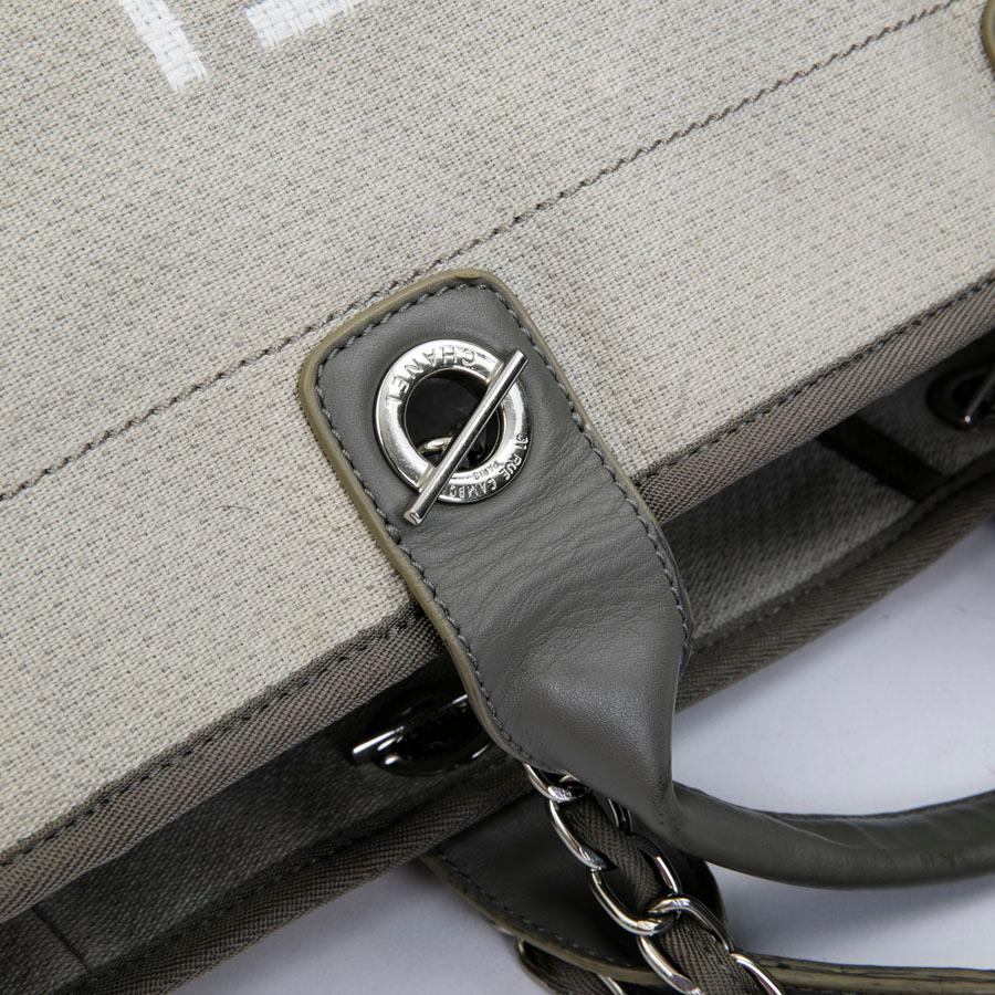 CHANEL Deauville Tote Bag in Light Gray Canvas 3