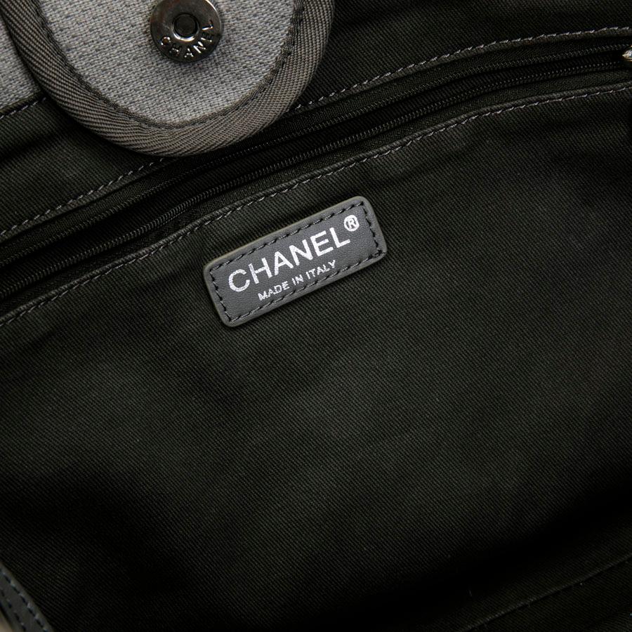 CHANEL Deauville Tote Bag in Light Gray Canvas 5
