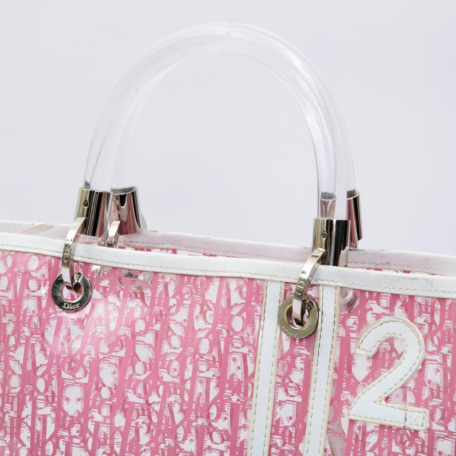 CHRISTIAN DIOR Tote Bag in Transparent Pink Monogram PVC  In Good Condition In Paris, FR
