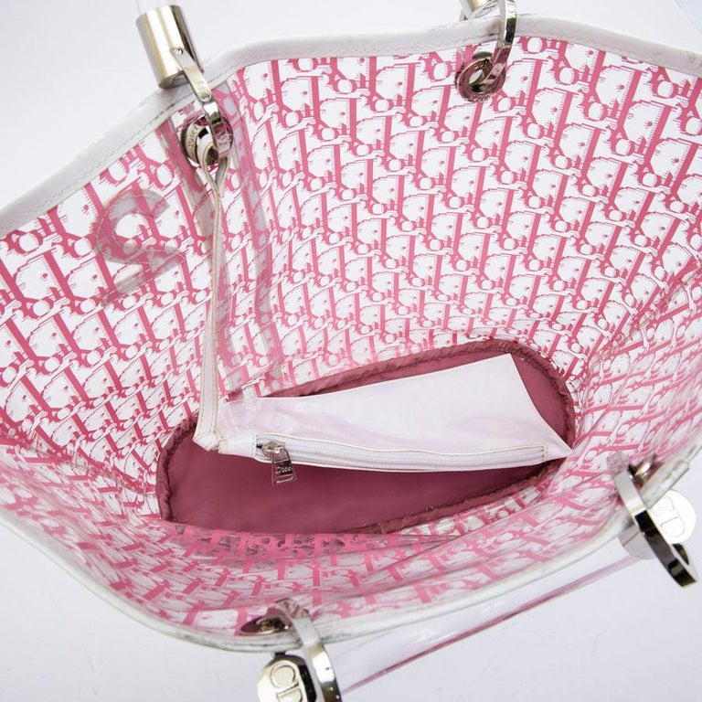 CHRISTIAN DIOR Tote Bag in Transparent Pink Monogram PVC at 1stDibs