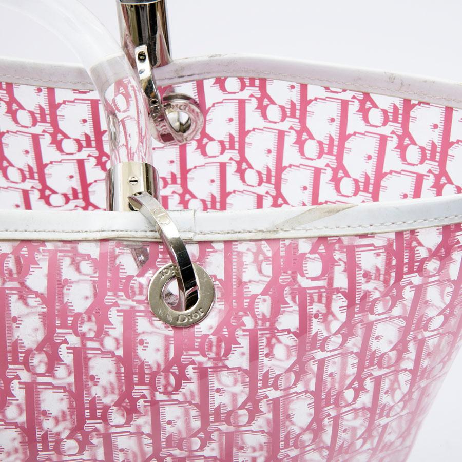 CHRISTIAN DIOR Tote Bag in Transparent Pink Monogram PVC  4