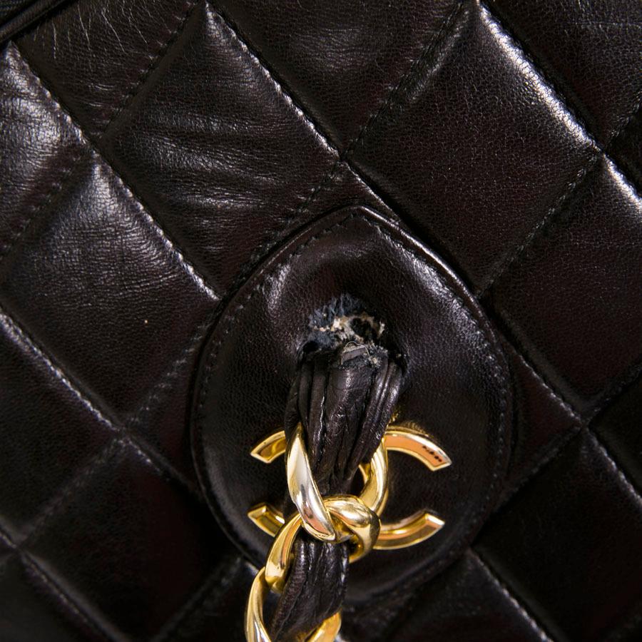 Chanel Vintage Black Quilted Lamb Leather Large Tote Bag  5