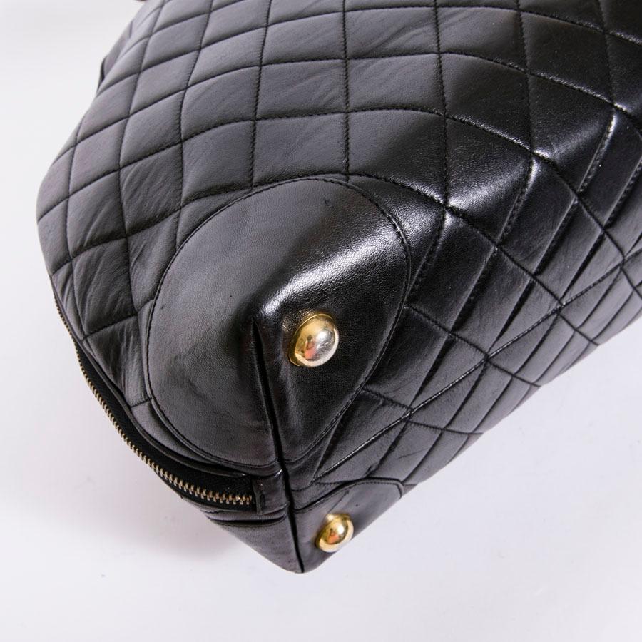 Chanel Vintage Black Quilted Lamb Leather Large Tote Bag  2