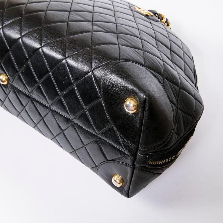 Chanel Vintage Black Quilted Lamb Leather Large Tote Bag  3