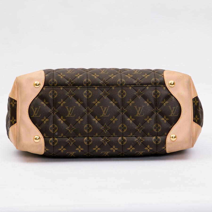 Black LOUIS VUITTON Flap Tote Bag in Brown Monogram Quilted Coated Canvas