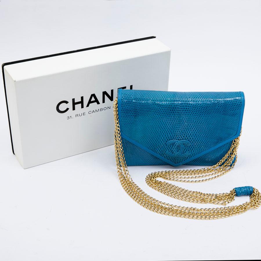 Chanel Blue Lizard Vintage Bag  9