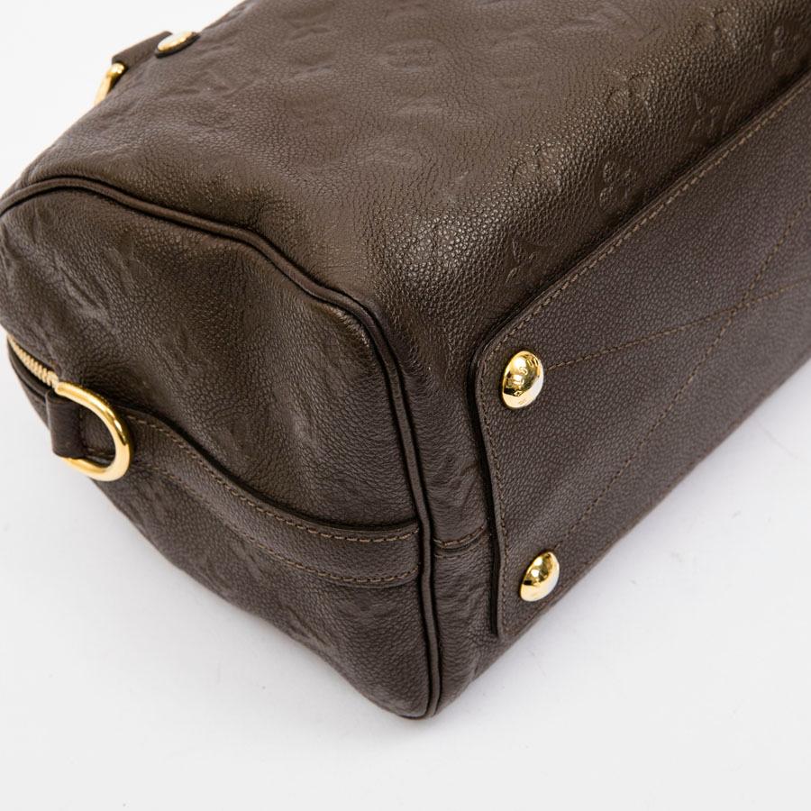 Black LOUIS VUITTON Speedy 25 Bag in Dark Brown Embossed Empreinte Leather