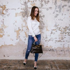 HERMES Kelly 28 Vintage Bag in Brown Box Leather