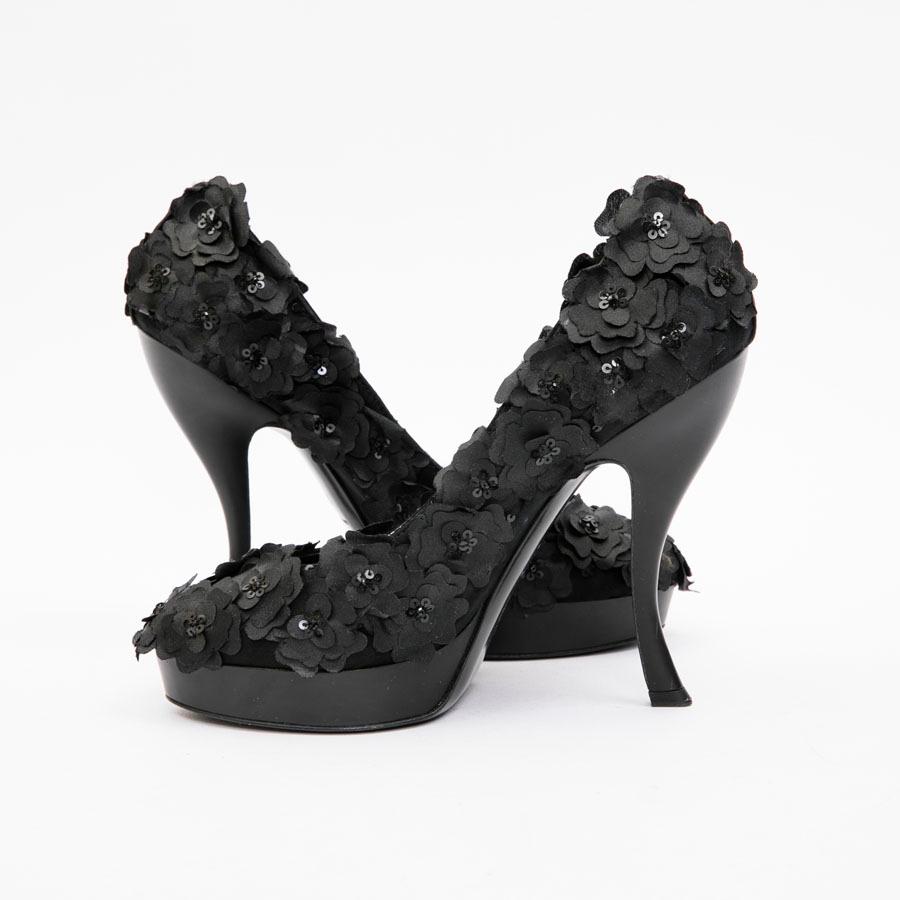 black sequin heels