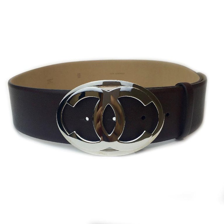 CHANEL Belt in Brown Leather Size 80/32 For Sale at 1stdibs