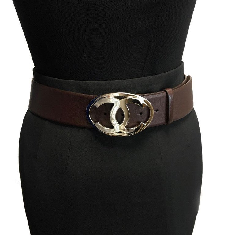 CHANEL Belt in Brown Leather Size 80/32 For Sale at 1stdibs