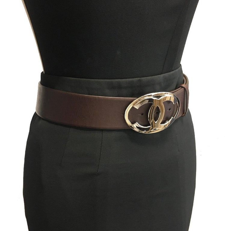 CHANEL Belt in Brown Leather Size 80/32 For Sale at 1stdibs