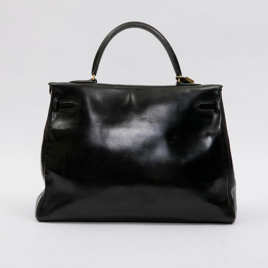 Women's HERMES Vintage Kelly 35 Bag in Black Box Leather