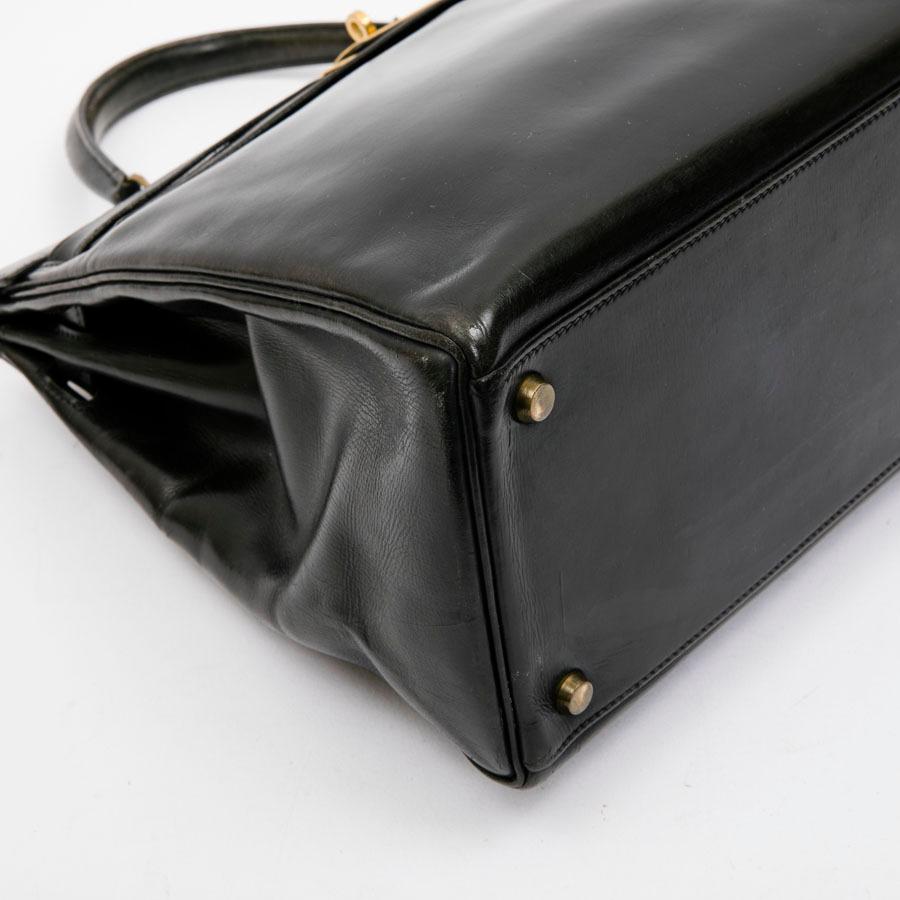 HERMES Vintage Kelly 35 Bag in Black Box Leather 2