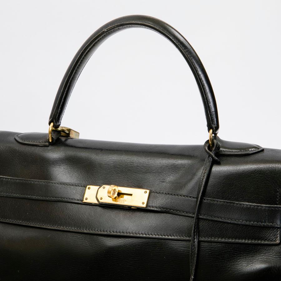 HERMES Vintage Kelly 35 Bag in Black Box Leather 4